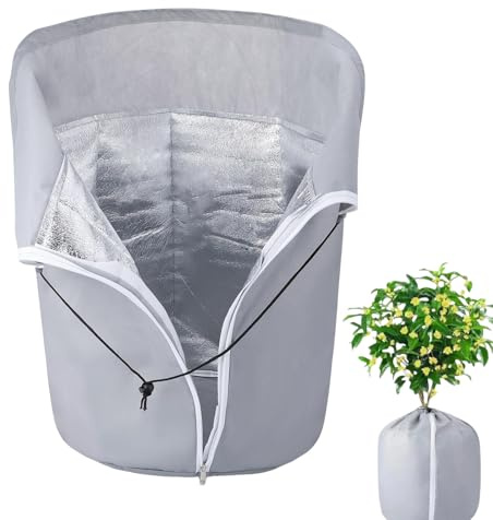 Linsition Thermo Topfschutz Für Pflanzen- 70x65cm Topfpflanzen Schutzbeutel - Pflanzenschutzsack, Winter Topfschutzsack Mit Zugband Für Frostschutz Pflanztöpfe Pflanzkübel Vor Frost Und NäSse