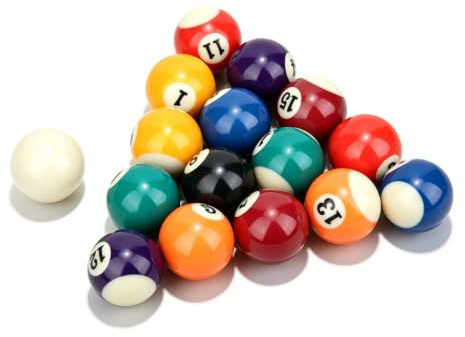 Kukyller 16PCS Mini Billiard Balls Set, 3.8cm/1.50inch Small Tabletop Pool Table Balls Resin Mini Pool Table Accesssory for Recreation Games
