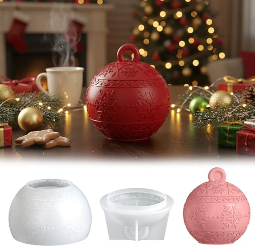 Moules en silicone pour Noël, moule en silicone pour bougeoir avec couvercle, moules en silicone, boîte à bijoux en béton, formes en béton et époxy, décoration de Noël DIY, récipient de stockage