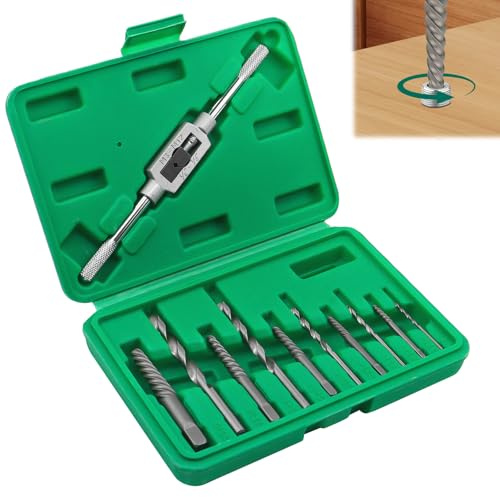 BEASAFY 11 Pièces Extracteur de Vis Cassée, Tourne a Gauche Extracteur, Extracteurs de Goujon avec Forets, Outil de Suppression de Fixations pour Enlever Endommagées Boulons Goujons