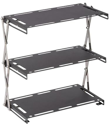 Campinghylla – hylla med 3 nivåer 31 x 17 x 33 cm, hållare för förvaring av föremål i rostfritt stål, lätt och vikbar organisatör med kompakt hopfällbar design | Köksdisplay, Picn