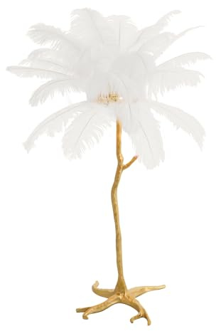 MELAQULY Moderne Luxus-Feder-Stehlampe, 120cm Hoch Feder Stehlampe mit 3 Farbtemperaturen, Stehleuchte Federn für Wohnzimmer und Schlafzimmer (Weiß)