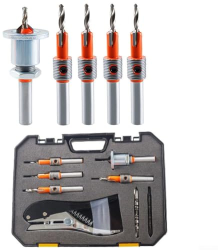 Jotekonoby Set di 8 punte svasate HSS con gambo da 8 mm, 8 pezzi, per fresa e carotatrice per la lavorazione del legno, compatibili con la maggior parte dei router (10 mm)