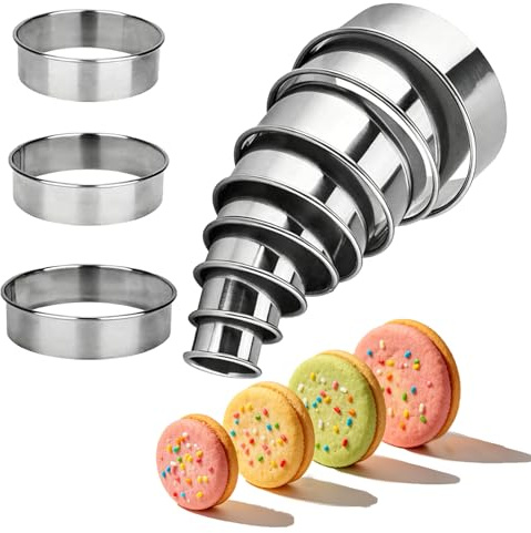 11Pcs Round Pastry Cookie Cutter Set, Stainless Steel Circle Cookie Donut Pastry Scones Cutters 11 Sizes Circle Biscuits Cutters for Baking Biscuits Cakes