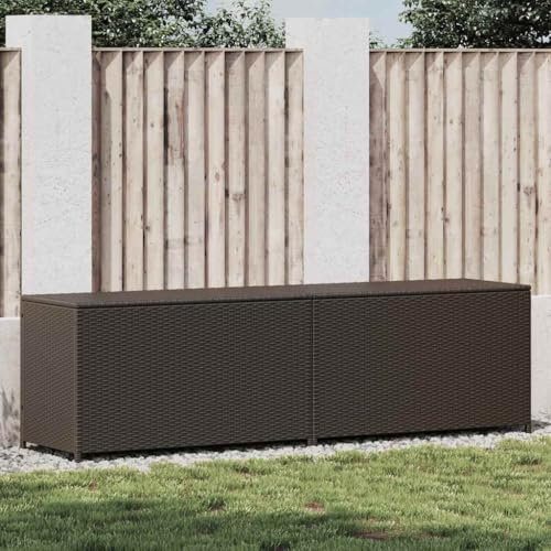 KKHOMEI Gartenbox aus Rattan Groß Garten Auflagenbox XXL Garten Aufbewahrungsbox Gartenbox Kissenbox Gerätebox Gartentruhe 200 x 50 x 60 cm für Gartengeräten Poolzubehör Spielzeug