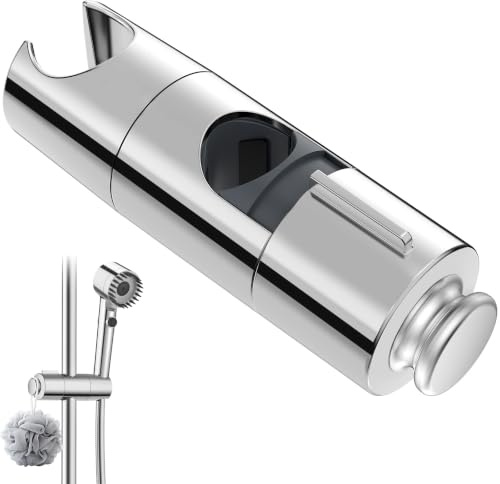 FEELSO Support de Douche Réglable 19-25 mm avec Rotation à 45°, Fixation | Support pour Pommeau de Douche sur Barre Coulissante, Collier Détachable et Installation Facile pour Salle de Bain, Chromé