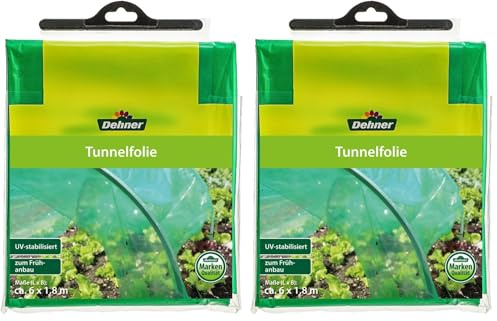 Dehner Tunnelfolie zur Anzucht, 6 x 1.8 m, Kunststoff, grün (Packung mit 2)