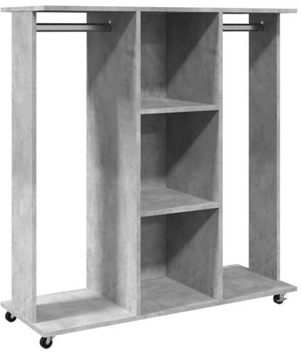Solivagant Kleiderständer mit Rollen Betongrau 102x38x110 cm Holzwerkstoff, Haushaltsbedarf,Aufbewahrung Ordnungssysteme,Kleideraufbewahrung, 29.3 kg-848034