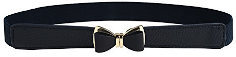 Syuer Damen 1 Breite Schleife Skinny Elastischer Taillengürtel Dehnbarer Gürtel Dünner Gürtel (S-M (65-82cm), Schwarz)