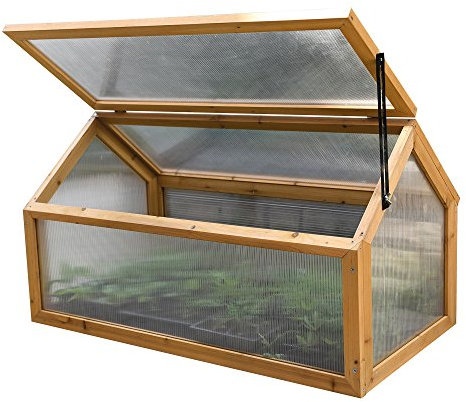 Garden Grow Wooden Outdoor Cold Frame Grow House Polycarbonate Shelter for Garden Vegetables & Plants