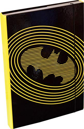 Baagl Heftbox für Schulranzen A4 - Sammelmappe für Kinder mit Gummiband und Innenklappen - Heftmappe, Sammelbox mit Gummizug für Jungen (Batman)