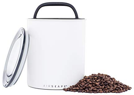AirScape Coffee Storage Canister (1.1 kg Dry Beans) - Extra Large Kilo Size Food Storage Container, US patented Airtight Two Way Valve Lid Pushes Air Out to Preserve Freshness (Matte White)