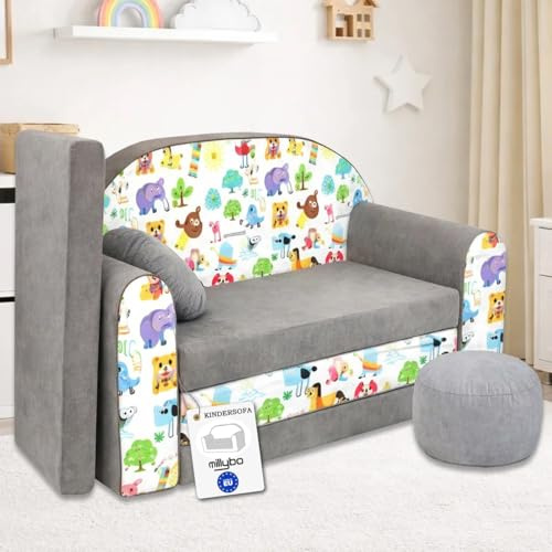 millybo Kindersofa Kinder Couch mit Schlaffunktion ausklappbar 3in1 Kinder Sofa Spielsofa mit Bettfunktion Mädchen Jungen Sitzsack Minisofa Schlafsofa Kinderzimmer Schlafsessel (A5)