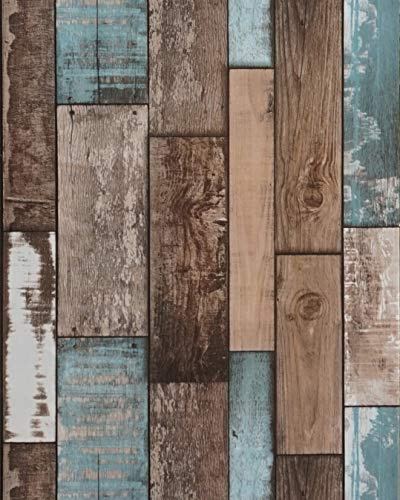 EeeComing 118''x17.7'' Wood Wallpaper Peel and Stick Wood Look Grain Plank Contact Paper Vintage Wall Paper Stick and Peel Self Adhesive Removable Wallpaper Rustic Distressed Faux Vinyl Roll