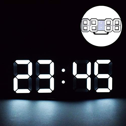 DELIPOP Sveglia Digitale da Comodino 23.5CM, Orologio Digitale da Parete LED, LED Digital Alarm Clock 3D Luminosità Regolabile Memoria per Camera Letto Cucina Ufficio, Sistema 12/24 Ore (Nero)