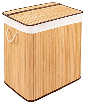 PANA®ECO Bambus Wäschekorb mit Deckel - 104 L, 52x32x63 cm - Farbe: Natur | Herausnehmbarer Wäschesack - Faltbarer Wäschesammler - Kompakt, praktisch, pflegeleicht & robust - 100% Bambus - Viel Platz