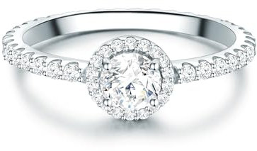 Trilani Damen Verlobungsring 925/- Sterling Silber mit Zirkonia im Brilliantschliff Solitärring Antragsring