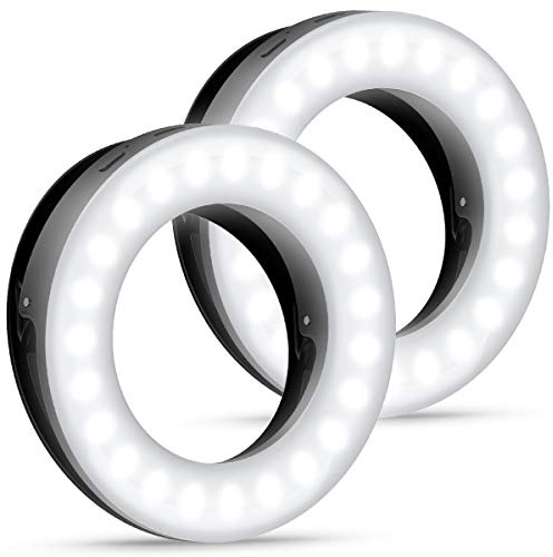 Criacr Criacr Selfie-Ringlicht, 40 LEDs, wiederaufladbar über USB, Selfie-Fülllicht, 3-stufige Helligkeit, aufsteckbares Kreislicht, dimmbarer Nachtlichtring für Smartphone, Laptop, Make-up, Streamin