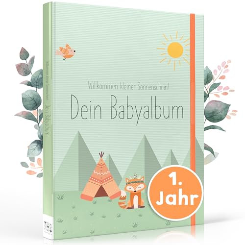 TWIVEE - Mein erstes Jahr Babyalbum - Mädchen und Jungen - Mit Pädagogen entwickelt - Erinnerungsbuch Baby - Babytagebuch - Baby Erinnerungsbuch - Babybuch zum Eintragen - Baby Album