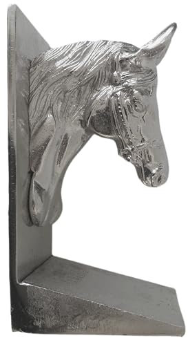 Buchstütze Deko Figur Pferd Metall Silber Hengst Gaul Dekoobjekt Skulptur Statue