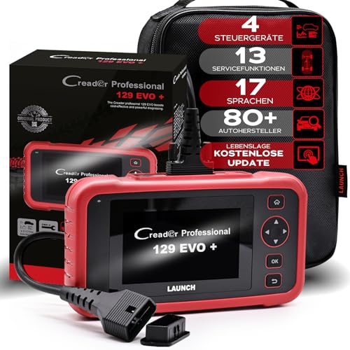 LAUNCH Europe CRP 129 EVO+ OBD2 Diagnosegerät Auto Auslesegerät Kfz-Diagnose EOBD Tester 4 Systemen Motor, ABS, SRS, Automatik Getriebe + 13 Service Funktionen mit Touchscreen WiFi Update/Android