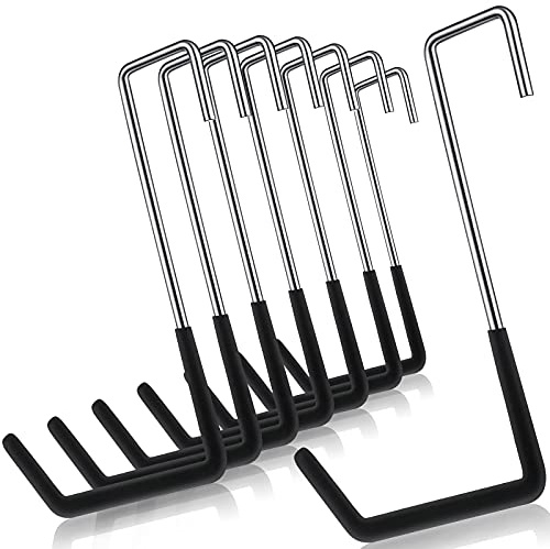 Ferraycle 8 Pieces Rafter Hanger Hook Heavy Duty Large S Hooks Bicycle Hook Vinyl Coated S Hooks Galvanized Steel for Ladder Bike Hangers Sports Equipment Garage Storage Organizer (Black)