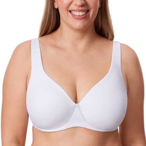 Delimira Women's Minimiser Bra Plus Size Non Padded Underwired Seamless Comfort Bras White 42D