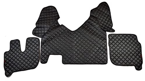 Alfombra de suelo Eco Cuero Negro con Hilo Rojo para Stralis Hi-Way Camión 2014+ Auto Conducción Izquierda