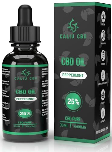 CALIU CBD | CBD OIL |Aceite de CBD puro 25% 30ML 7500Mg | Base Aceite cáñamo enriquecido con menta 0% THC |1200 gotas| Cannabidiol PREMIUM | Fabricado EU
