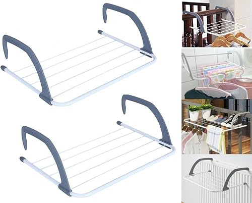 WY8 Radiator drying racks, set of 2pcs drying racks, balcony drying racks, drying rods, towel dryers with adjustable arms 3M drying area, clothes hangers, steel clothes dryers, L