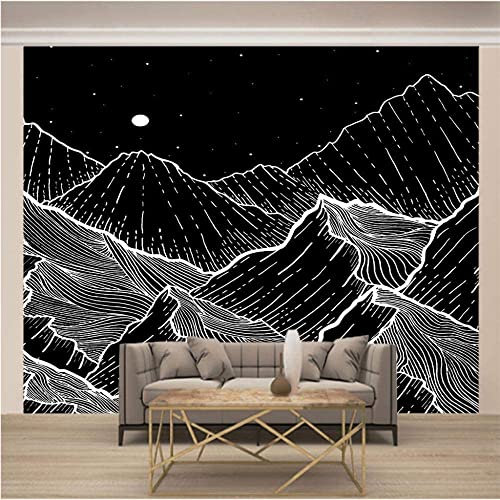 Papier Peint Auto-Adhésif Conception De Montagnes Étoilées - Papier Peint Mural Carré Papier Peint Photo Feature Papier Peint 3D Wall-Art Papier Peint Peintures Murales Chambre Salon Affiches Murales