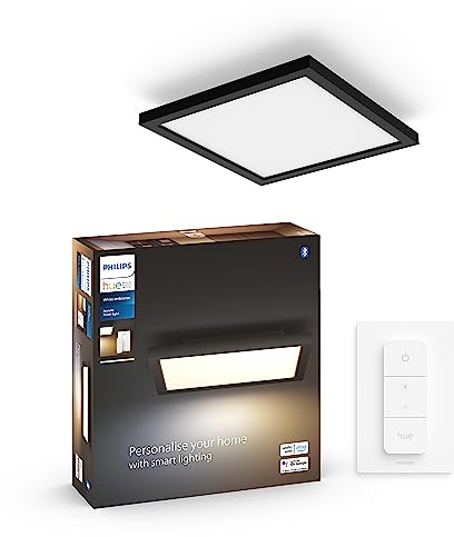 Philips Hue White Ambiance Aurelle Smart LED Panel Light Inc. Dimmer Switch [30x30cm - Black] for Indoor Home Smart Lighting, Wall, Ceiling, Bedroom, Livingroom, old generation