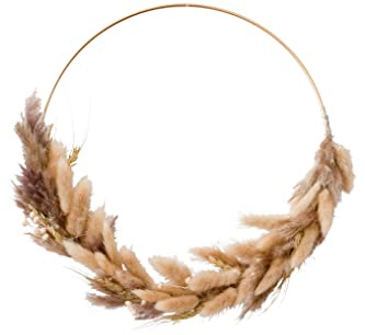 Heitmann Deco Trockenblumen Kranz am goldfarbenen Reif, Ø ca. 30 cm – Moderner Türkranz & Wanddeko aus Trockenblumen