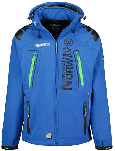 Geographical Norway Multifunktionsjacka Techno logo Tangata Royal färg och fluorescerande gröna detaljer med huva och ytterfickor, Kunglig/grön, L