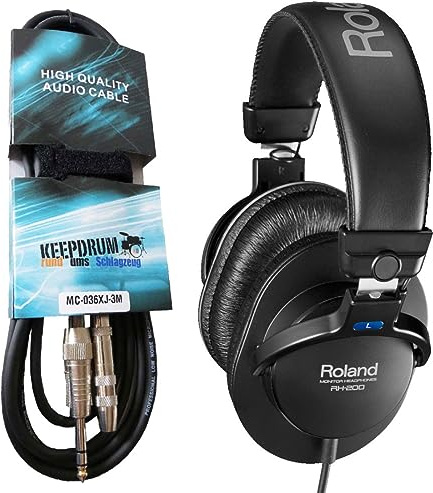 Roland RH-200 Monitor Kopfhörer schwarz + keepdrum Verlängerungs-Kabel