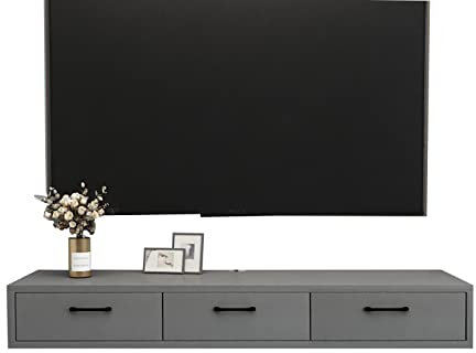 JUNNIU Floating Tv Stand Wall Mounted Media Console Entertainment Gaming Storage Shelf Rack Cabinet Unit with 3 Door Homeniture/a/120Cm Decoration