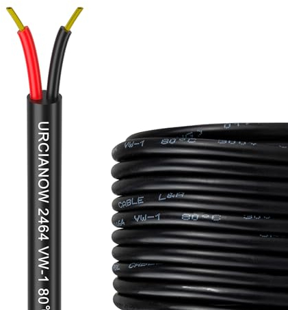 URCIANOW 20 Meter Kabel 2 Adrig 2x0.5mm²der Stärke 20AWG 2 Adrig UL2464 Elektrischer Draht PVC-Schnur mit Litze Verzinnter Kupferdraht Geeignet für LED