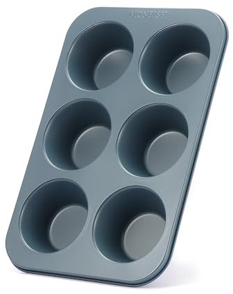 Monfish Stampo per 6 muffin, in acciaio al carbonio, rivestimento antiaderente, 8,9 cm, blu roy