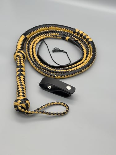 Generisch Bullenlederpeitsche Bullwhip in Beige/Schwarz in 8FT