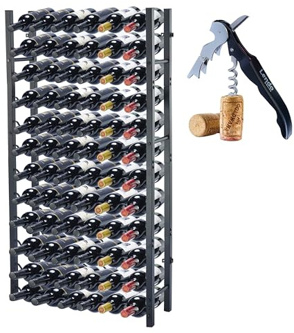 Lendo Online Vinställ - vinlåda – vinflaskhållare – vinförvaring med korkskruv svart pulverbelagd metall stål flaskhylla industriell stil… (65x20x120cm (72 flaskor))
