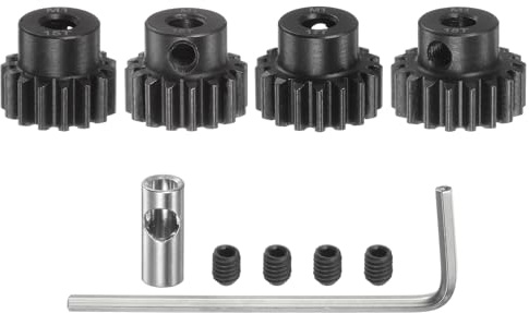 sourcing map 4 Stück M1 Mod1 Ritzel Set Zahnrad Zahnräder 5mm Welle | Motorritzel, aus gehärtetem Stahl, 15T 16T 17T 18T, mit 3,17mm Kupplung, für RC Auto