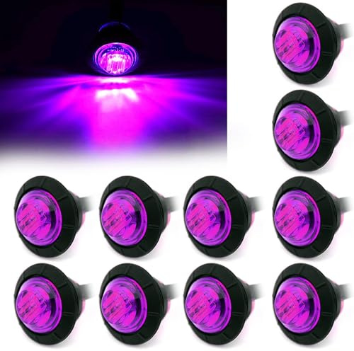 GSRECY Feux de gabarit ronds à DEL étanches de 1,9 cm pour voiture, camion, bateau, bus, bus, remorque, taxi, véhicule récréatif (violet, 12 V)