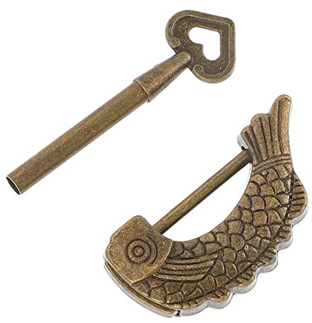 BESTonZON Mini Vorhängeschloss Mit Schlüssel Fischform Zinklegierung Retro-design Kofferschloss Boxenschloss Klein Handlich Reisengeeignet