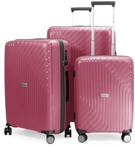 Hauptstadtkoffer TXL Kofferset 3er Set S M L, Hartschalen Reisekoffer mit TSA Schloss, 4 Rollen Trolley Set, Handgepäck 55 cm mit Laptopfach, extra leicht, Reisekoffer Set, Berry | PP-Hartschale · TSA-Zahlenschloss · Wasserabweisender Zipper · Leichtgewicht · 4 Doppelrollen · Austauschbare Ersatzteile