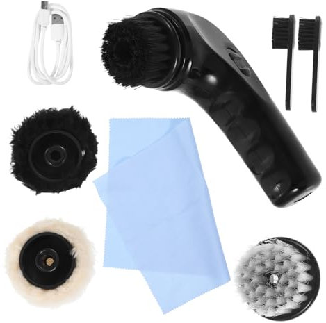 VALICLUD Brosse à Chaussures Électrique Rechargeable Kit Entretien De Chaussures Portable Et Ergonomique avec Accessoires Complètes pour Nettoyage