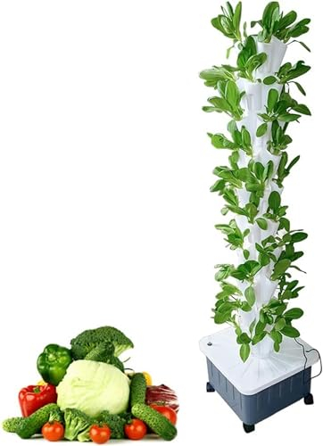 MAVERY Hydrokultur-Turm, Hydrokultur-Anbausystem-Kits, 45 Löcher, vertikaler Aeroponik-Turmgarten, Garten-Indoor-Anbausystem, für frischen Kräutergarten, Obst, Pflanzenturm, Gemüse