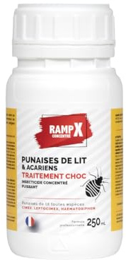 RAMPX - Spécial Punaise de Lit et Acariens - Toutes Espèces - Traitement Choc - Détruits Rapidement les Insectes et Protège Durablement - Concentré - Flacon 250ml - Fabriqué en France