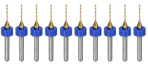 QUARKZMAN 10 Stück PCB-Bohrer 1/8 Schaft ⌀ 0,9 mm Titanbeschichtete Karbid-Mikro-Twist-Mini-Bohrer-Set Rotationsbohrwerkzeug für Leiterplatten-Schmuck CNC-Gravur