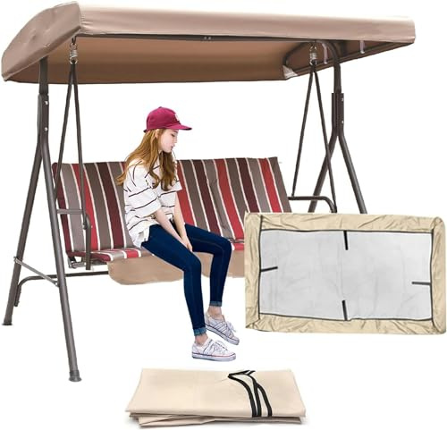GZYHDC Ersatzdach für Hollywoodschaukel,191x120x18cm 3 Sitzer Dach für Hollywoodschaukel,Wasserdicht Hollywoodschaukel Ersatz-Bezug Ersatzbezug Sonnendach,210D Oxford-Stoff