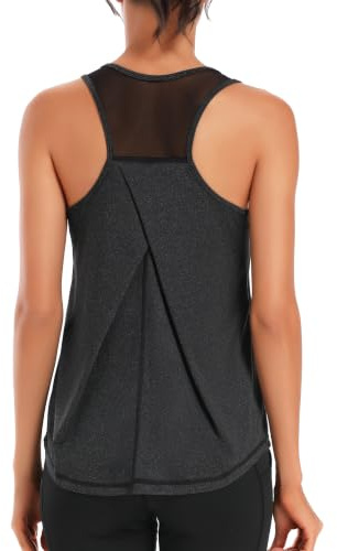 Dawnrole Workout Tank Tops Women Gym Sport Sleeveless Running Tops Yoga Shirts Black